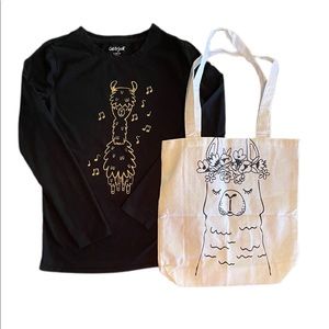 Girl’s Lama Shirt with Tote